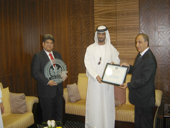 Chairman & CEO of Pacific Controls presents the most accredited LEED Certificate Plaque