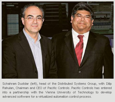 Schahram Dustdar (left), head of the Distributed Systems Group, with Dilip Rahulan, Chairman and CEO of Pacific Controls.